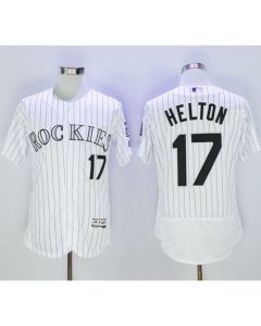Rockies #17 Todd Helton White Strip Flexbase Authentic Collection Stitched MLB Jersey