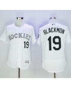 Rockies #19 Charlie Blackmon White Strip Flexbase Authentic Collection Stitched MLB Jersey