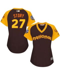 Rockies #27 Trevor Story Brown 2016 All-Star National League Women's Stitched MLB Jersey