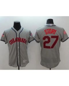 Rockies #27 Trevor Story Grey Fashion Stars & Stripes Flexbase Authentic Stitched MLB Jersey