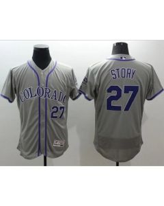 Rockies #27 Trevor Story Grey Flexbase Authentic Collection Stitched MLB Jersey
