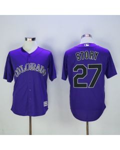 Rockies #27 Trevor Story Purple New Cool Base Stitched MLB Jersey