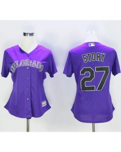 Rockies #27 Trevor Story Purple Women's Alternate Stitched MLB Jersey