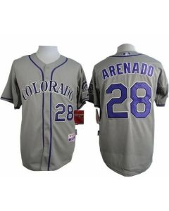 Rockies #28 Nolan Arenado Grey Cool Base Stitched MLB Jersey
