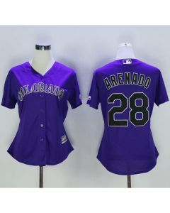 Rockies #28 Nolan Arenado Purple Alternate Women's Stitched MLB Jersey