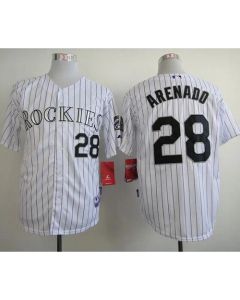 Rockies #28 Nolan Arenado White Cool Base Stitched MLB Jersey