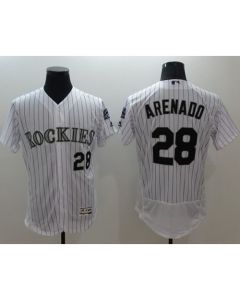 Rockies #28 Nolan Arenado White Strip Flexbase Authentic Collection Stitched MLB Jersey