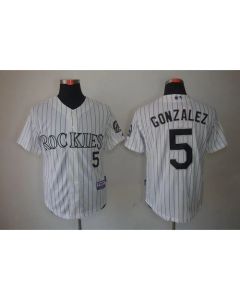 Rockies #5 Carlos Gonzalez Stitched White Cool Base MLB Jersey