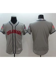 Rockies Blank Grey Fashion Stars & Stripes Flexbase Authentic Stitched MLB Jersey