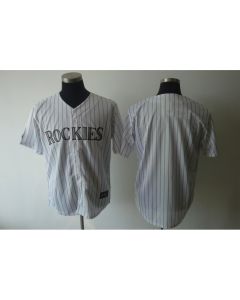 Rockies Blank White Strip Cool Base Stitched MLB Jersey