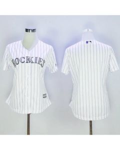 Rockies Blank White Strip Women's Home Stitched MLB Jersey