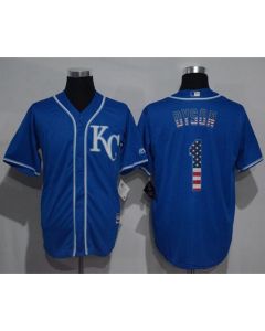 Royals #1 Jarrod Dyson Blue USA Flag Fashion Stitched MLB Jersey