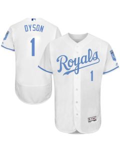 Royals #1 Jarrod Dyson White Flexbase Authentic Collection 2016 Father's Day Stitched MLB Jersey