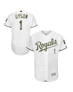 Royals #1 Jarrod Dyson White Flexbase Authentic Collection 2016 Memorial Day Stitched MLB Jersey