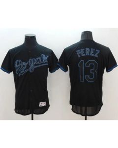 Royals #13 Salvador Perez Black Fashion Flexbase Authentic Collection Stitched MLB Jersey