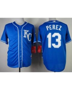 Royals #13 Salvador Perez Blue Alternate 2 Cool Base Stitched MLB Jersey