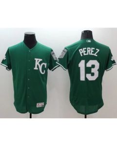 Royals #13 Salvador Perez Green Celtic Flexbase Authentic Collection Stitched MLB Jersey