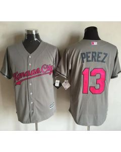 Royals #13 Salvador Perez Grey New Cool Base 2016 Mother's Day Stitched MLB Jersey