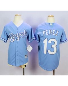Royals #13 Salvador Perez Light Blue Cool Base Alternate 1 Stitched Youth MLB Jersey