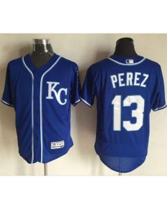 Royals #13 Salvador Perez Royal Blue Flexbase Authentic Collection Stitched MLB Jersey