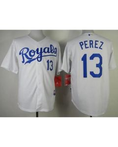 Royals #13 Salvador Perez White Cool Base Stitched MLB Jersey