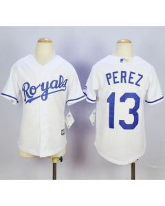 Royals #13 Salvador Perez White Cool Base Stitched Youth MLB Jersey