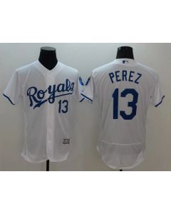 Royals #13 Salvador Perez White Flexbase Authentic Collection Stitched MLB Jersey