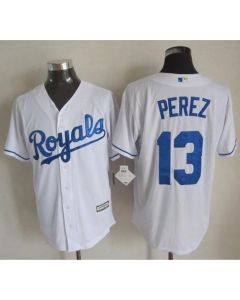 Royals #13 Salvador Perez White New Cool Base Stitched MLB Jersey