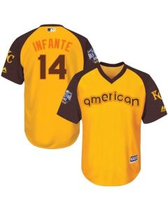 Royals #14 Omar infante Gold 2016 All-Star American League Stitched Youth MLB Jersey