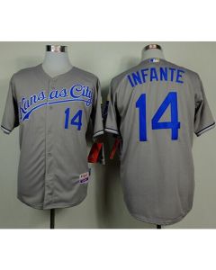 Royals #14 Omar infante Grey Cool Base Stitched MLB Jersey