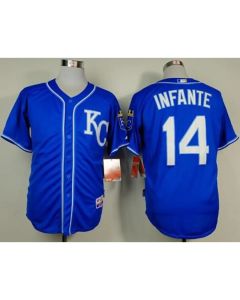 Royals #14 Omar infante Light Blue Alternate 2 Cool Base Stitched MLB Jersey