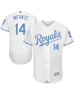Royals #14 Omar infante White Flexbase Authentic Collection 2016 Father's Day Stitched MLB Jersey