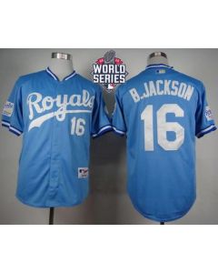 Royals #16 Bo Jackson Light Blue 1985 Turn Back The Clock W/2015 World Series Patch Stitched MLB Jersey