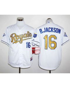 Royals #16 Bo Jackson White 2015 World Series Champions Gold Program Stitched MLB Jersey