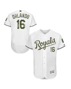 Royals #16 Paulo Orlando White Flexbase Authentic Collection 2016 Memorial Day Stitched MLB Jersey
