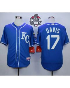 Royals #17 Wade Davis Blue Alternate 2 Cool Base W/2015 World Series Patch Stitched MLB Jersey