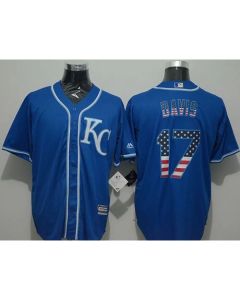 Royals #17 Wade Davis Blue USA Flag Fashion Stitched MLB Jersey
