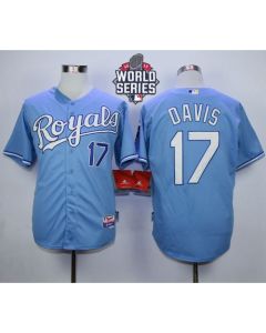Royals #17 Wade Davis Light Blue Alternate 1 Cool Base W/2015 World Series Patch Stitched MLB Jersey