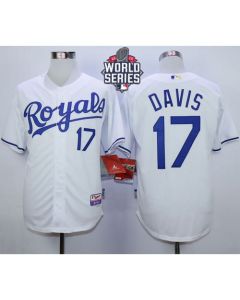 Royals #17 Wade Davis White Cool Base W/2015 World Series Patch Stitched MLB Jersey