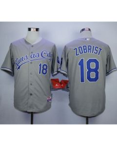 Royals #18 Ben Zobrist Grey Cool Base Stitched MLB Jersey
