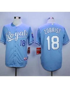 Royals #18 Ben Zobrist Light Blue Alternate 1 Cool Base Stitched MLB Jersey