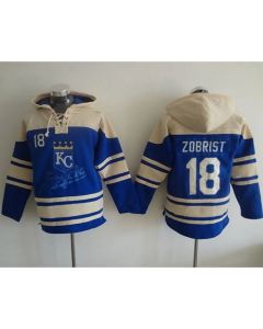 Royals #18 Ben Zobrist Light Blue Sawyer Hooded Sweatshirt MLB Hoodie