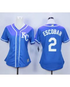Royals #2 Alcides Escobar Blue Alternate 2 Women's Stitched MLB Jersey