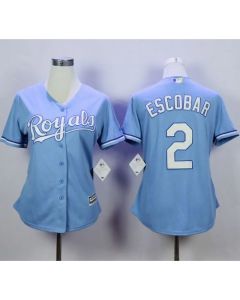 Royals #2 Alcides Escobar Light Blue Home Women's Stitched MLB Jersey