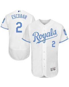 Royals #2 Alcides Escobar White Flexbase Authentic Collection 2016 Father's Day Stitched MLB Jersey