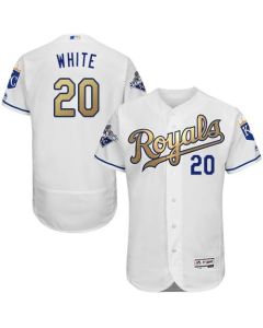 Royals #20 Frank White White 2015 World Series Champions Gold Program FlexBase Authentic Stitched MLB Jersey