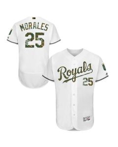 Royals #25 Kendrys Morales White Flexbase Authentic Collection 2016 Memorial Day Stitched MLB Jersey