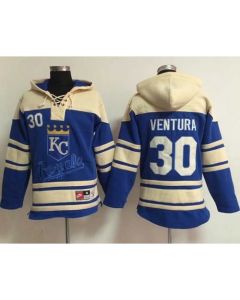 Royals #30 Yordano Ventura Light Blue Sawyer Hooded Sweatshirt MLB Hoodie