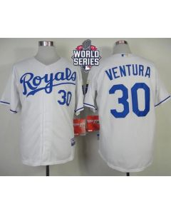 Royals #30 Yordano Ventura White Cool Base W/2015 World Series Patch Stitched MLB Jersey