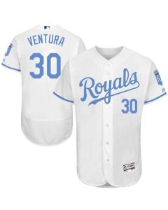 Royals #30 Yordano Ventura White Flexbase Authentic Collection 2016 Father's Day Stitched MLB Jersey